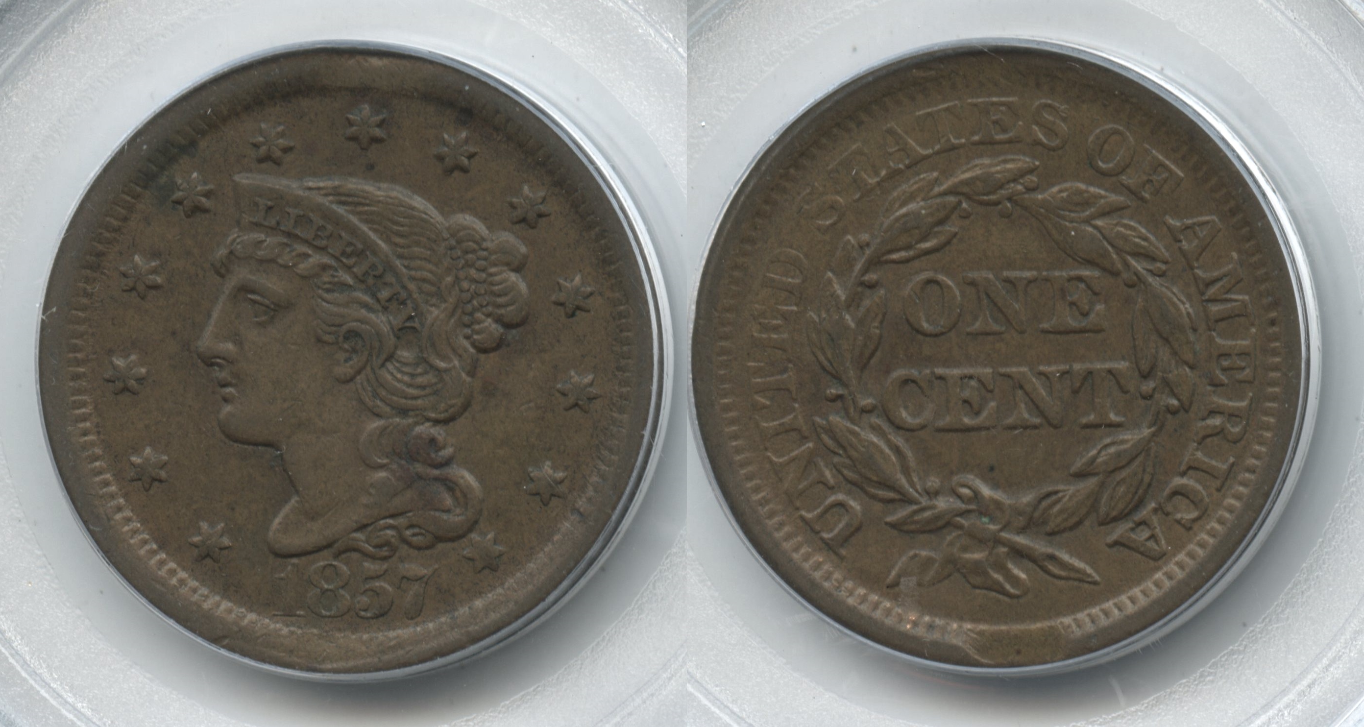 1857 Large Cent PCGS AU-55 Rim Clip