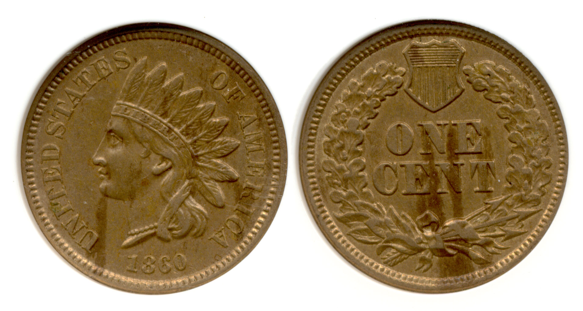 1860 Indian Head Cent ANACS AU-50