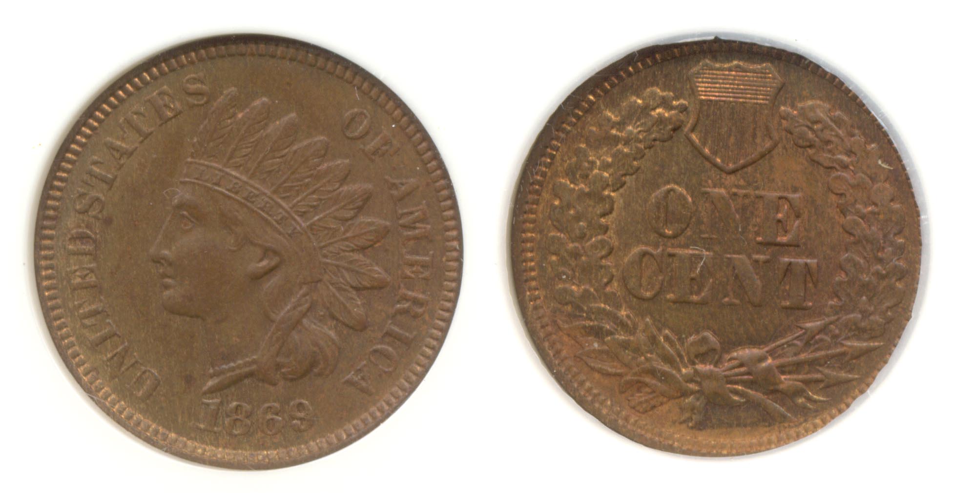 1869 Indian Head Cent NGC MS-65 Brown