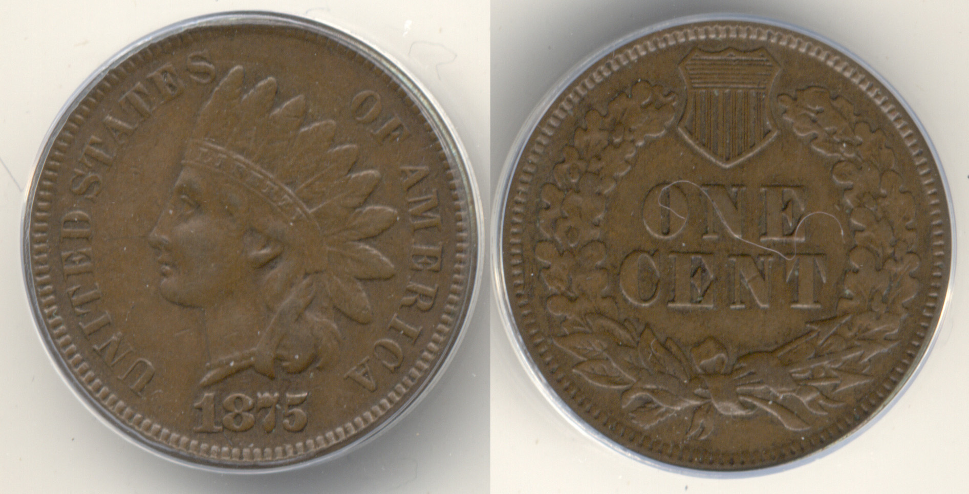 1875 Indian Head Cent ANACS EF-40