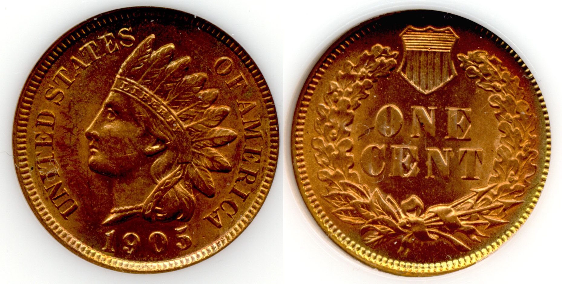 1905 Indian Head Cent PCI MS-62 Red