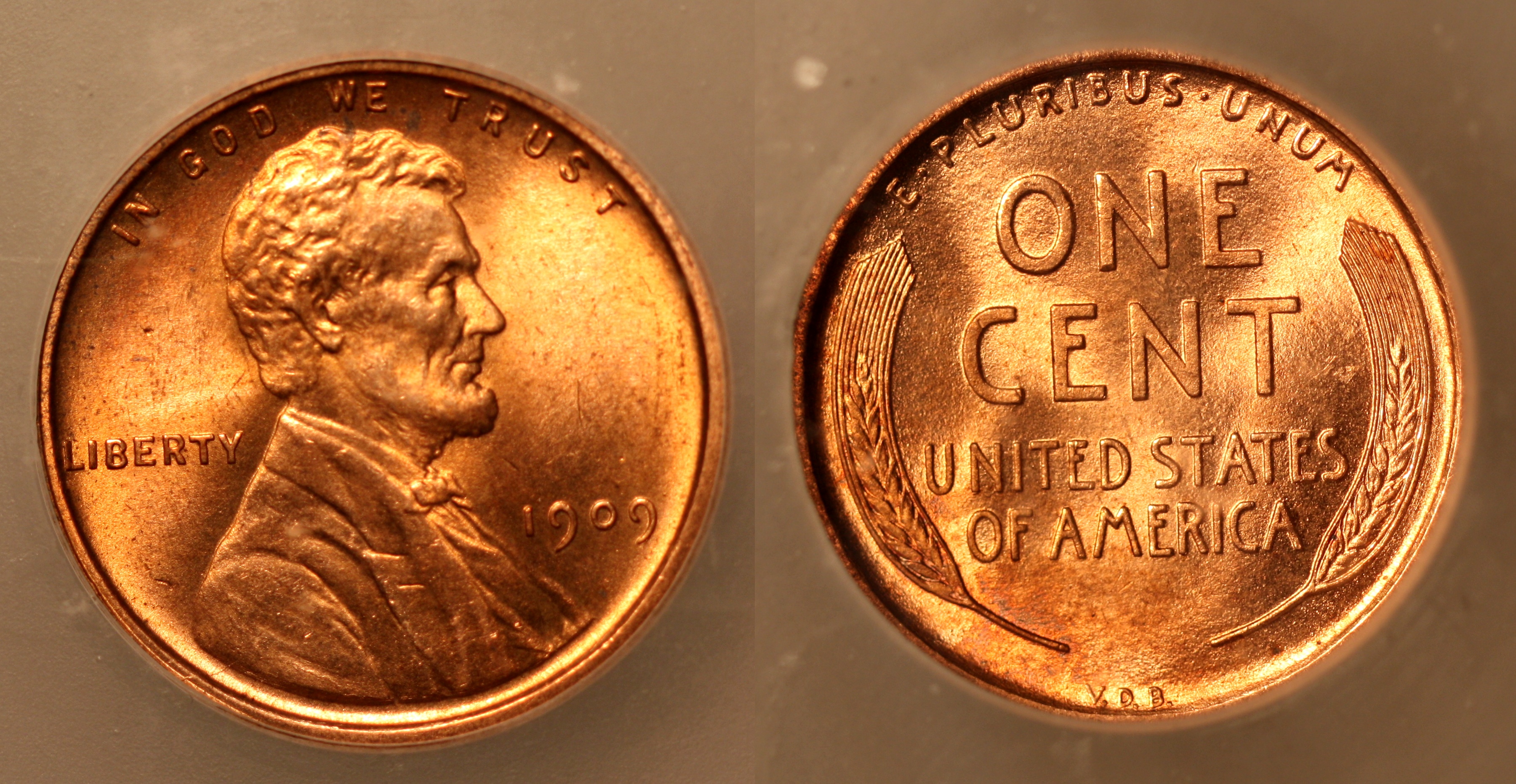 1909 VDB Lincoln Cent ICG MS-64 Red camera