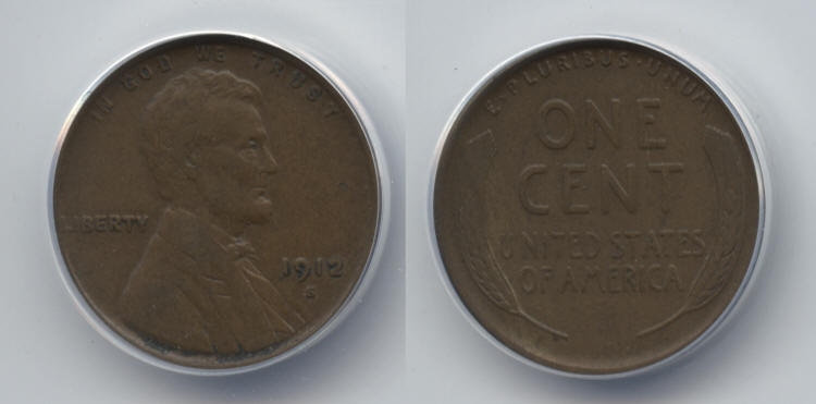 1912-S Lincoln Cent ANACS VF-35 small