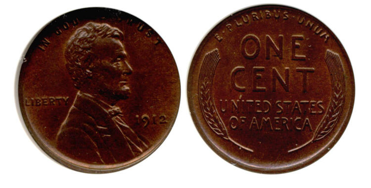 1912 Lincoln Cent PCI MS-64 Red Brown small