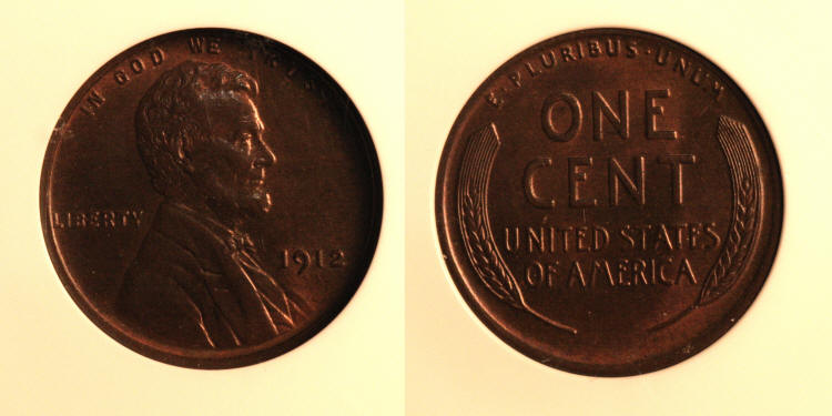 1912 Lincoln Cent PCI MS-64 Red Brown camera small