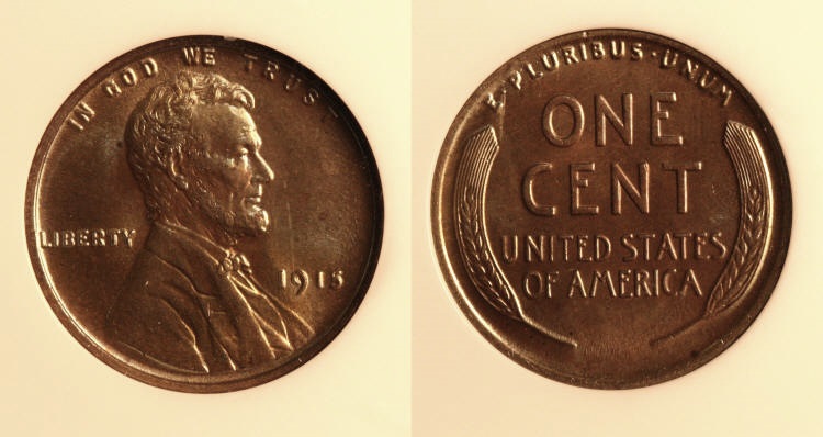 1915 Lincoln Cent PCI MS-66 Brown camera small