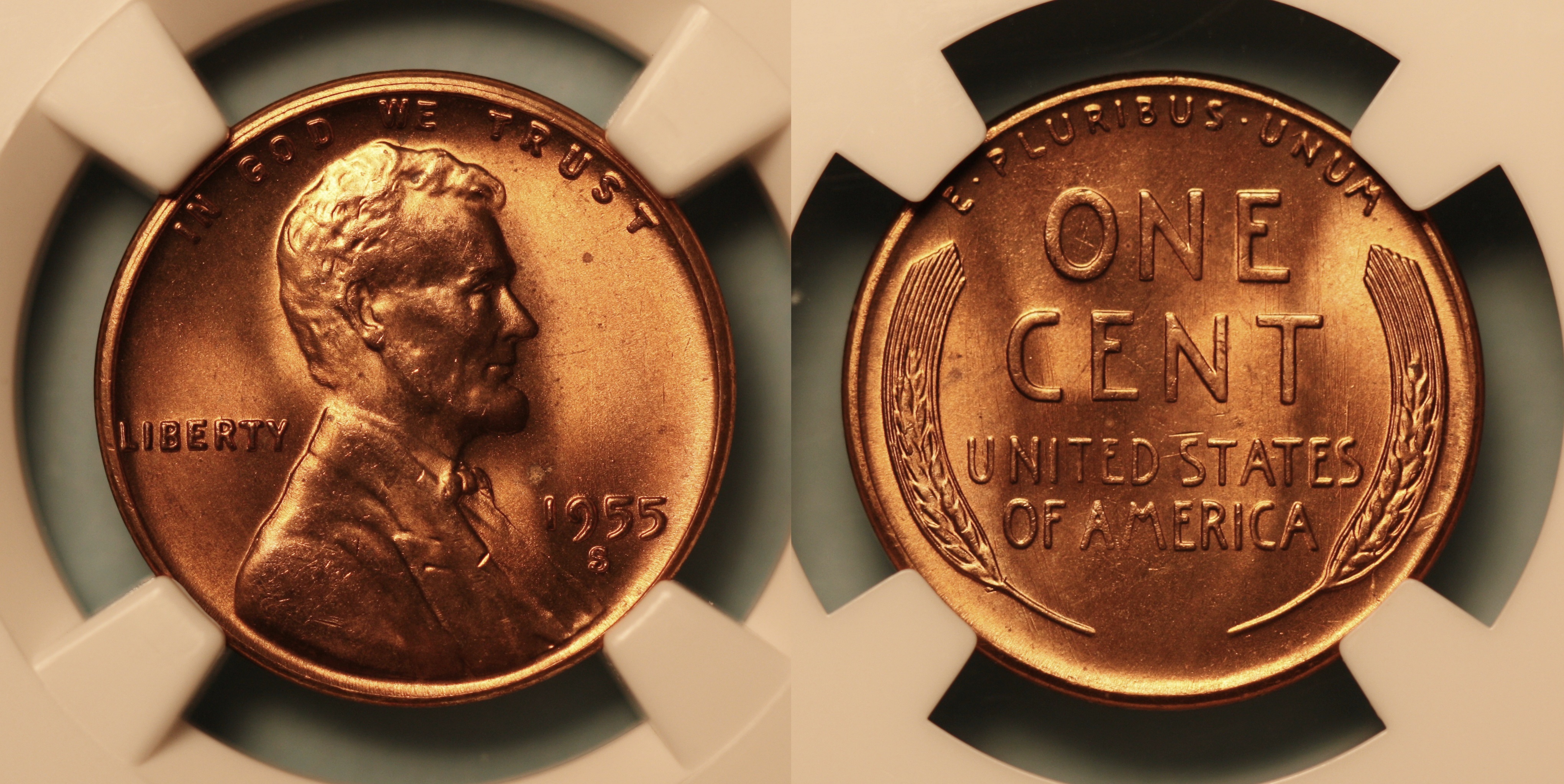 1955-S Lincoln Cent NGC MS-66 Red #d camera