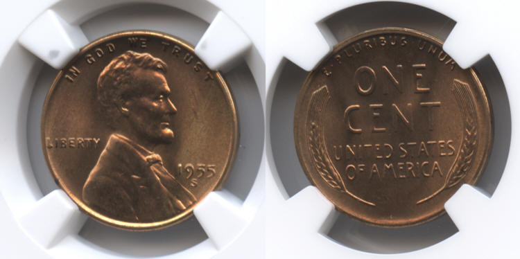 1955-S Lincoln Cent NGC MS-66 Red #f small