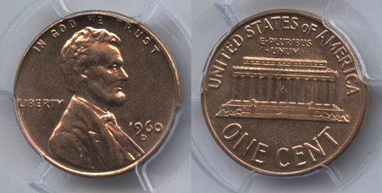 1960-D Small Date Lincoln Cent PCGS MS-63 Red #d small