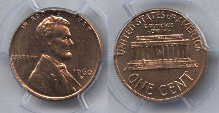 1960-D Small Date Lincoln Cent PCGS MS-64 Red #a small