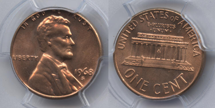 1968-S Lincoln Cent PCGS MS-65 Red small