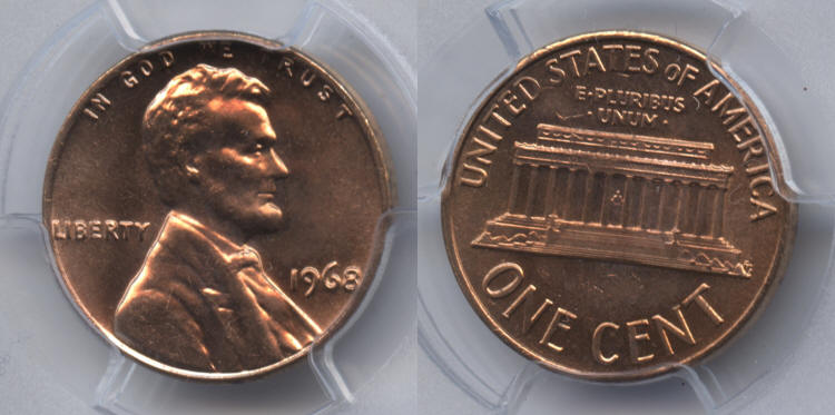 1968 Lincoln Cent PCGS MS-64 Red small