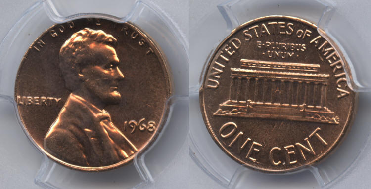 1968 Lincoln Cent PCGS MS-65 Red small
