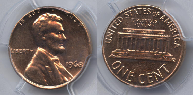 1968 Lincoln Cent PCGS MS-65 Red #a small