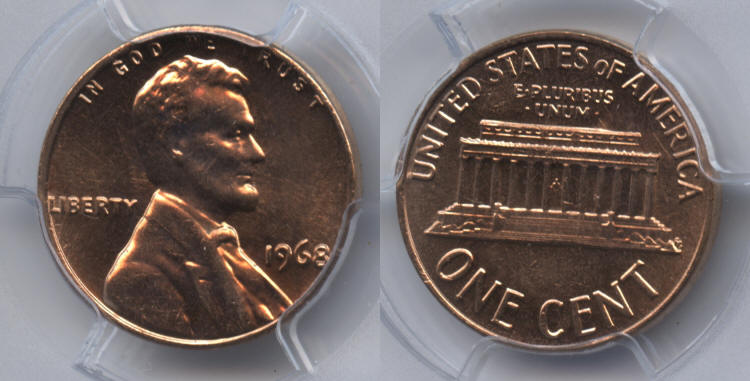 1968 Lincoln Cent PCGS MS-65 Red #h small