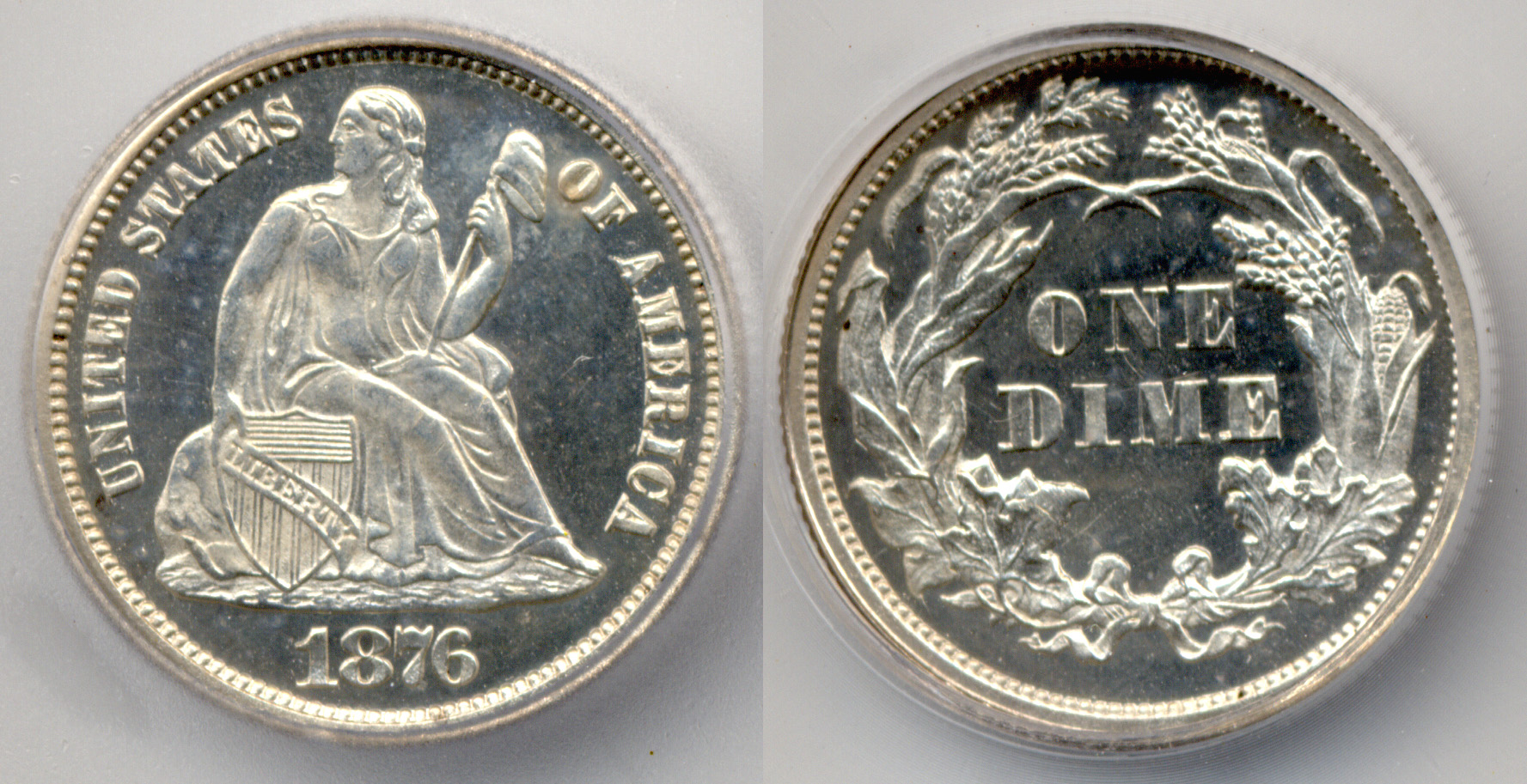 1876 Seated Liberty Dime ICG Cameo Proof-65