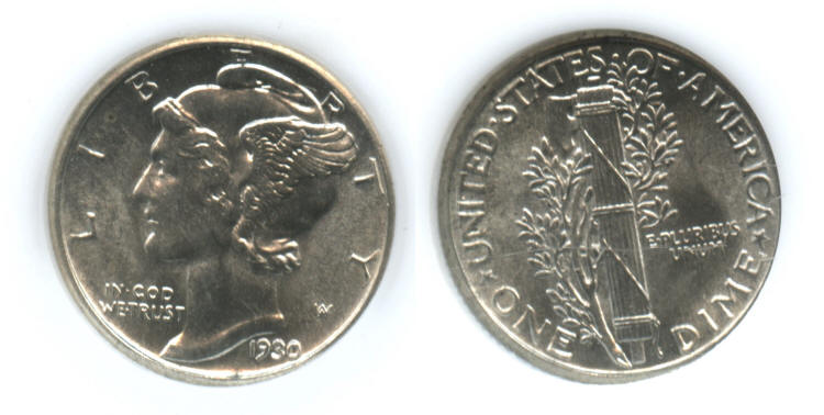 1930 Mercury Dime PCI MS-65 Full Bands small