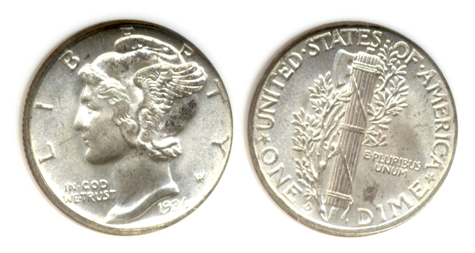 1936-D Mercury Dime NGC MS-65