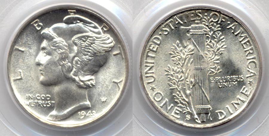 1943-S Mercury Dime PCGS MS-67