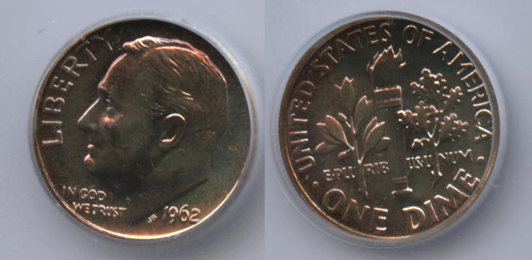 1962 Roosevelt Dime ICG Proof-69 small