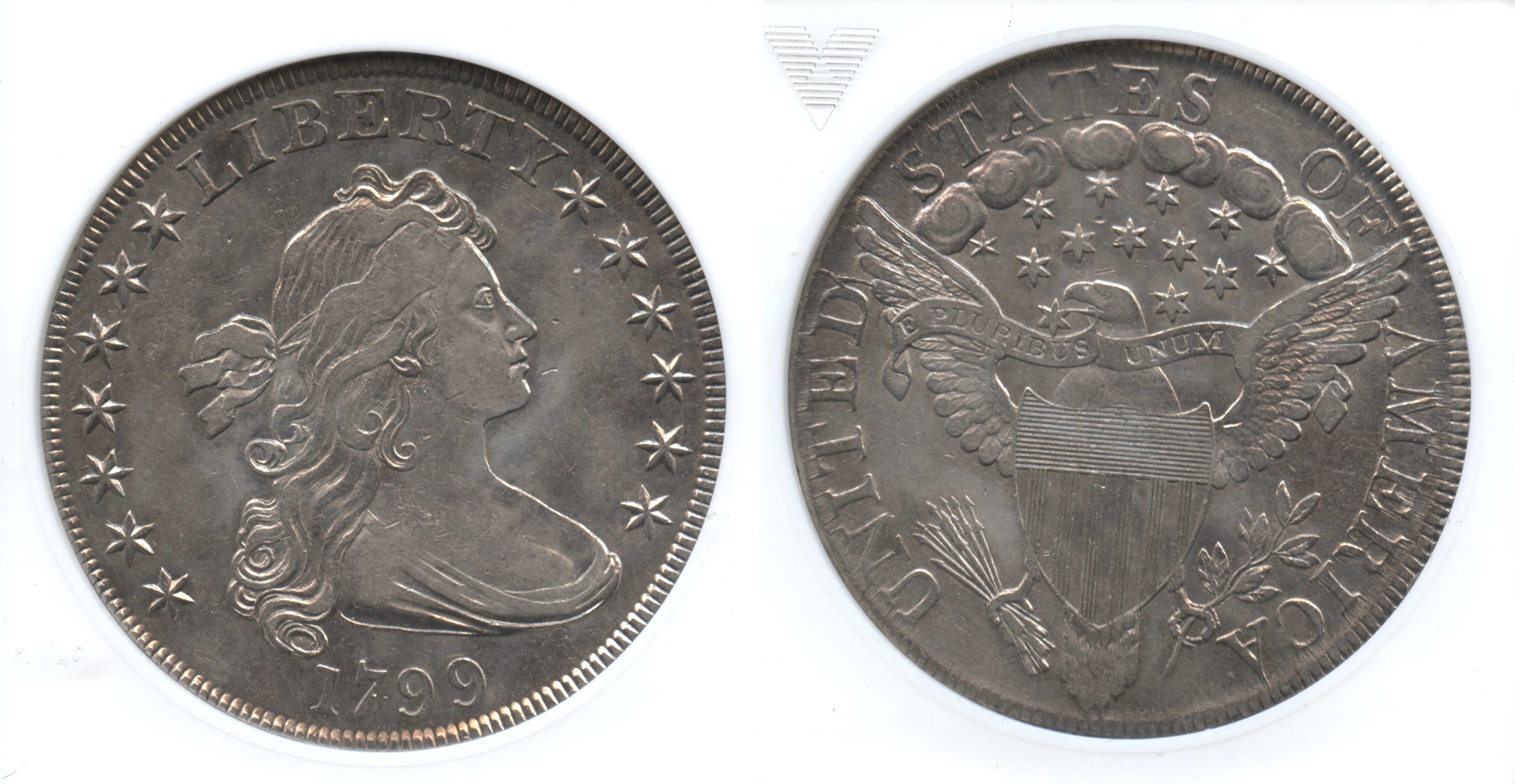 1799 Draped Bust Large Eagle Silver Dollar ANACS AU-50 #a