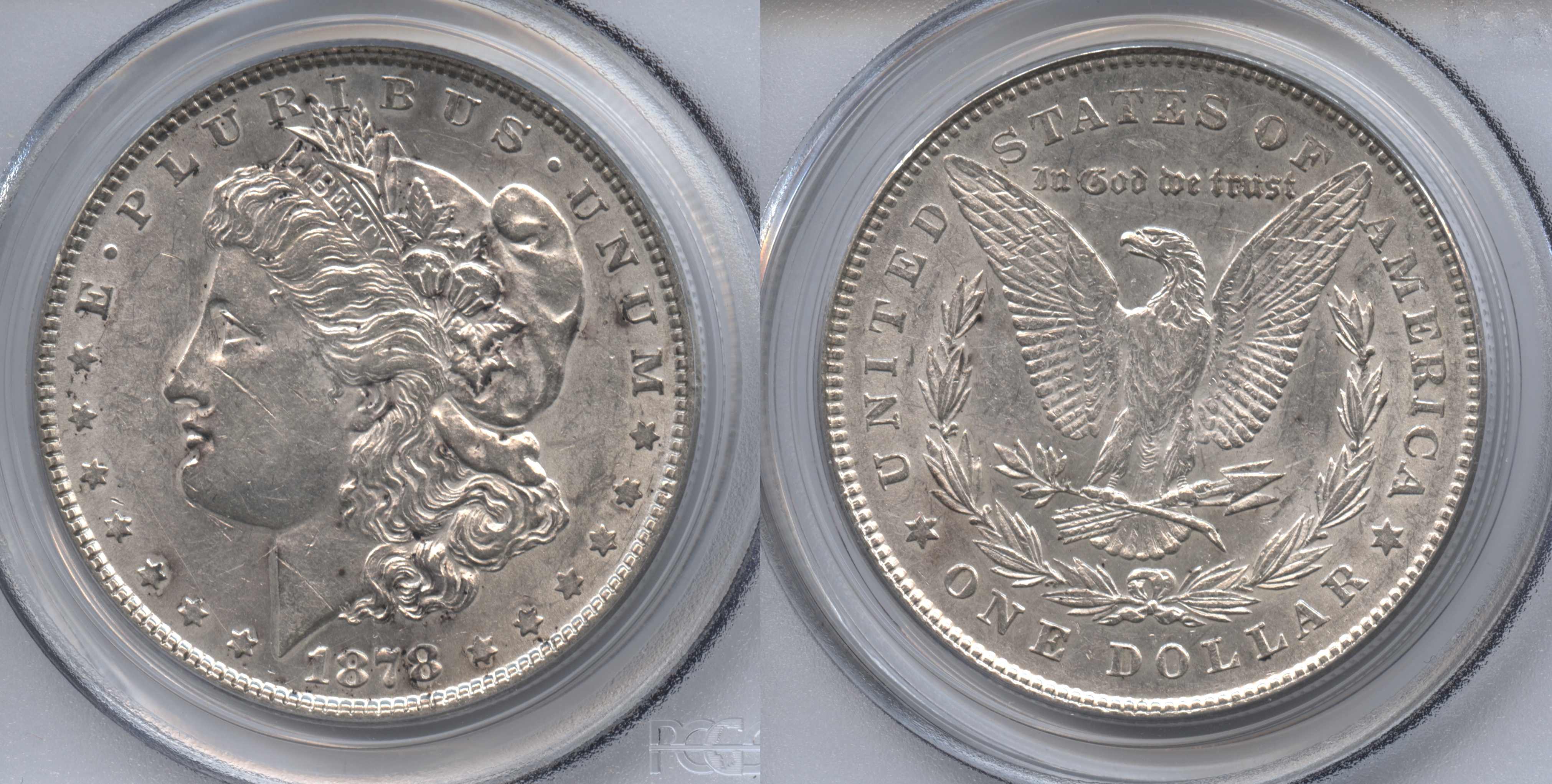 1878 7 Tailfeathers Morgan Silver Dollar PCGS AU-53