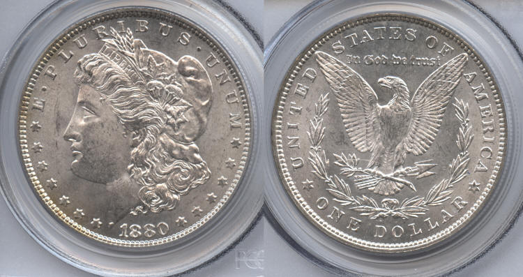 1880 Morgan Silver Dollar PCGS MS-64 small