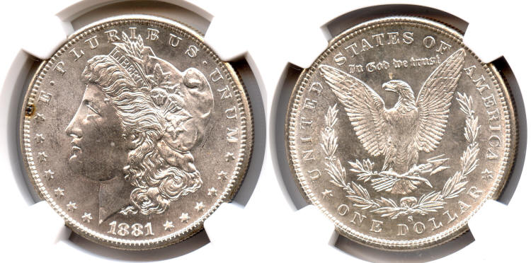 1881-S Morgan Silver Dollar NGC MS-64 small