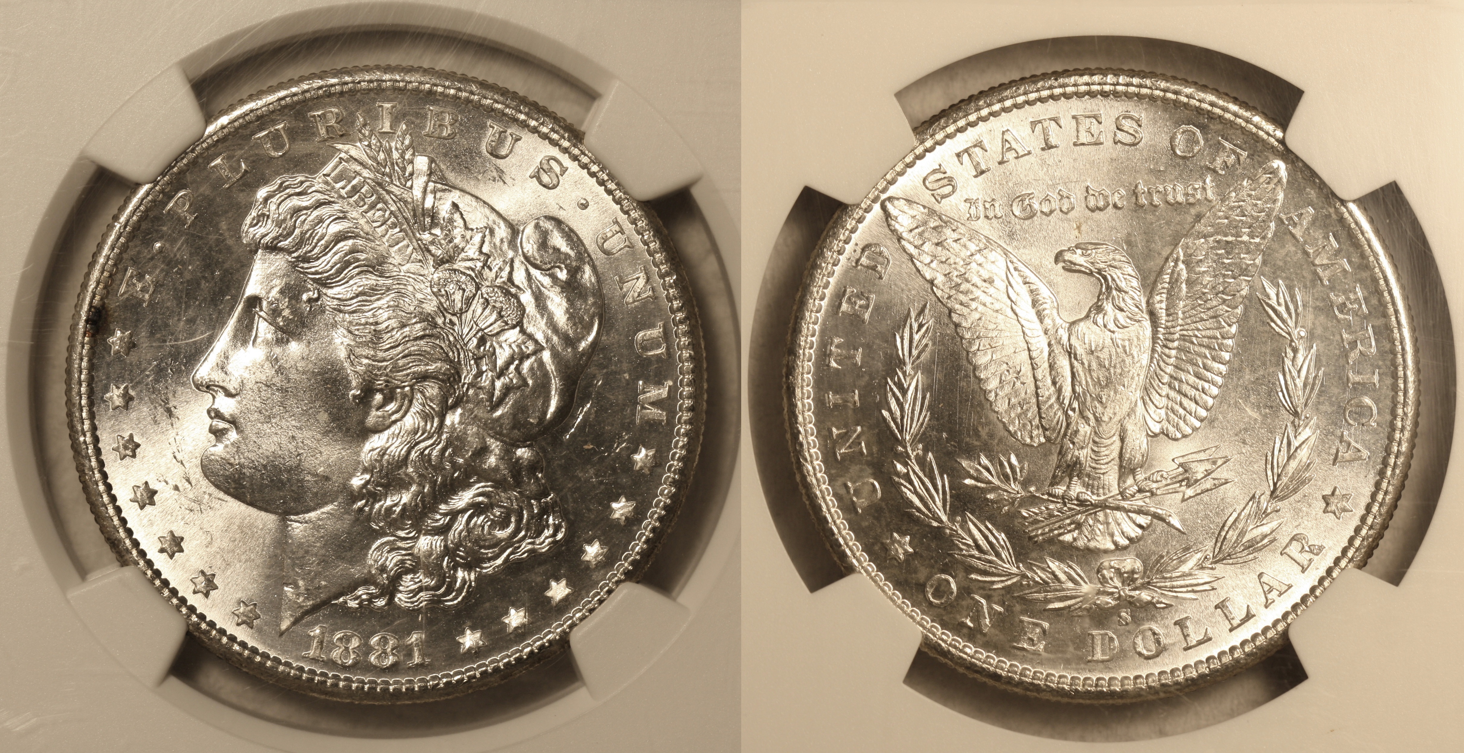 1881-S Morgan Silver Dollar NGC MS-64 camera