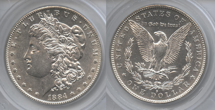 1884-S Morgan Silver Dollar SEGS AU-58 small