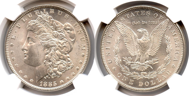 1885 Morgan Silver Dollar NGC MS-64 small