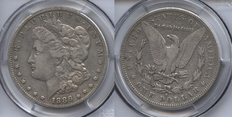 1886-S Morgan Silver Dollar PCGS Fine-15 small
