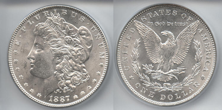 1887 Morgan Silver Dollar ICG MS-64 small