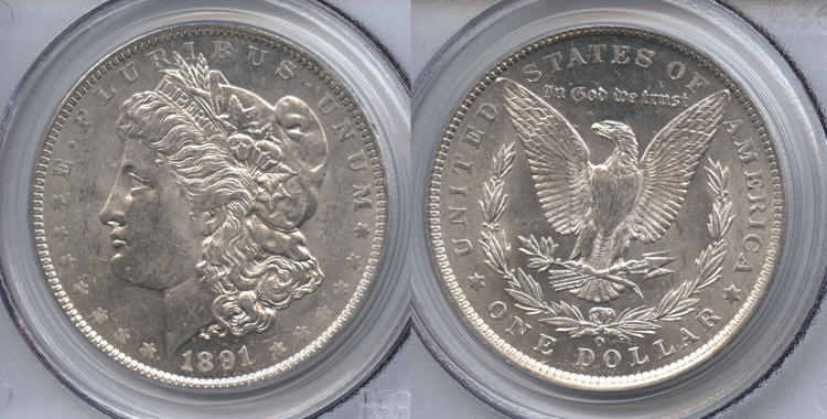 1891-O Morgan Silver Dollar PCGS MS-61 small