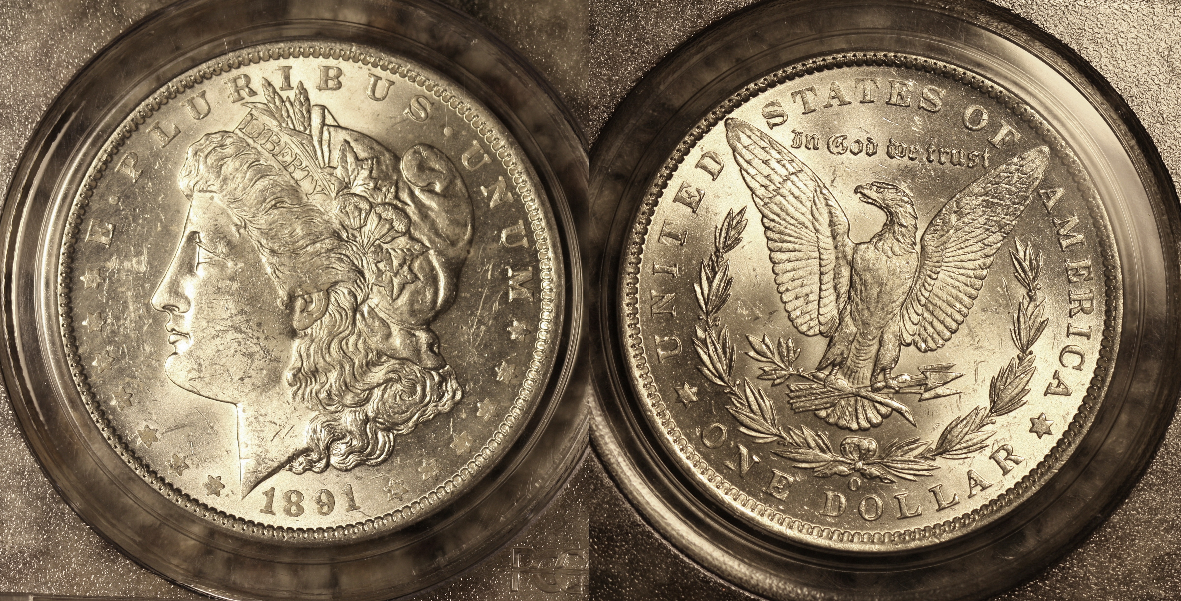 1891-O Morgan Silver Dollar PCGS MS-61 camera