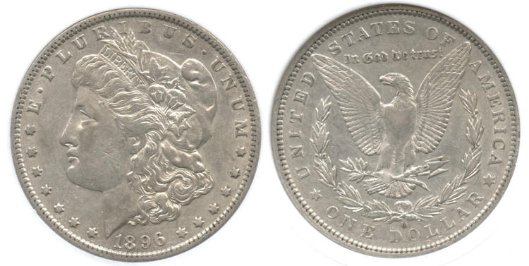1896-O Morgan Silver Dollar PCI AU-50 small