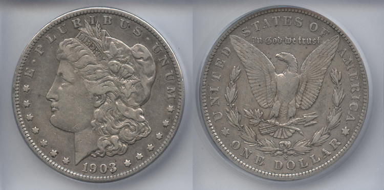1903-S Morgan Silver Dollar ICG EF-40 small