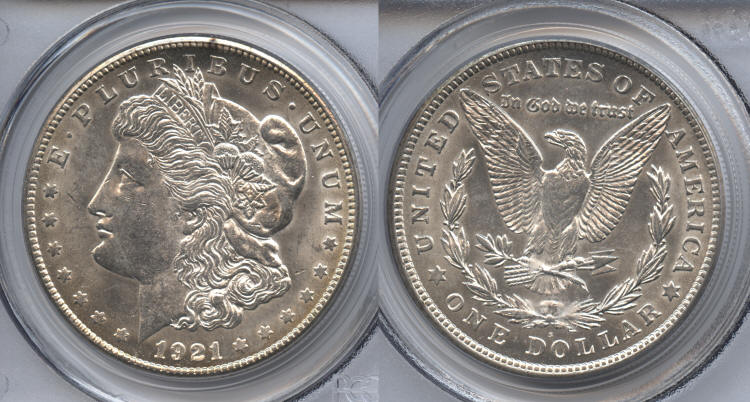 1921-S Morgan Silver Dollar PCGS MS-62 small