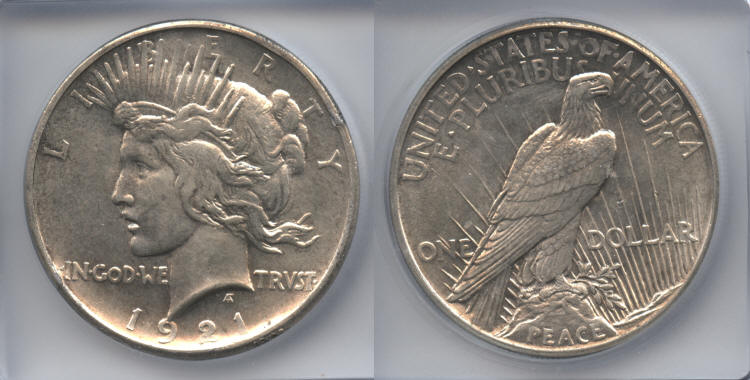 1921 Peace Silver Dollar ICG MS-61 small