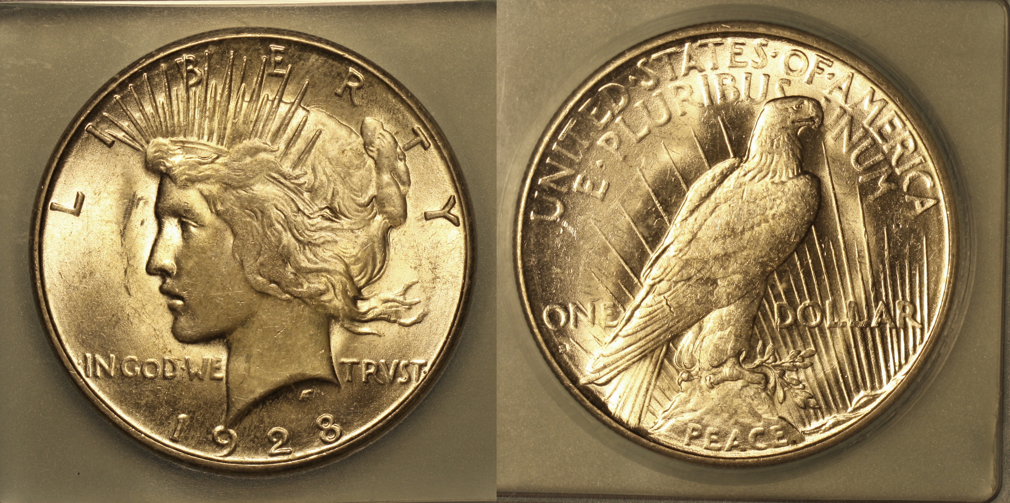 1928-S Peace Silver Dollar ICG MS-60 camera