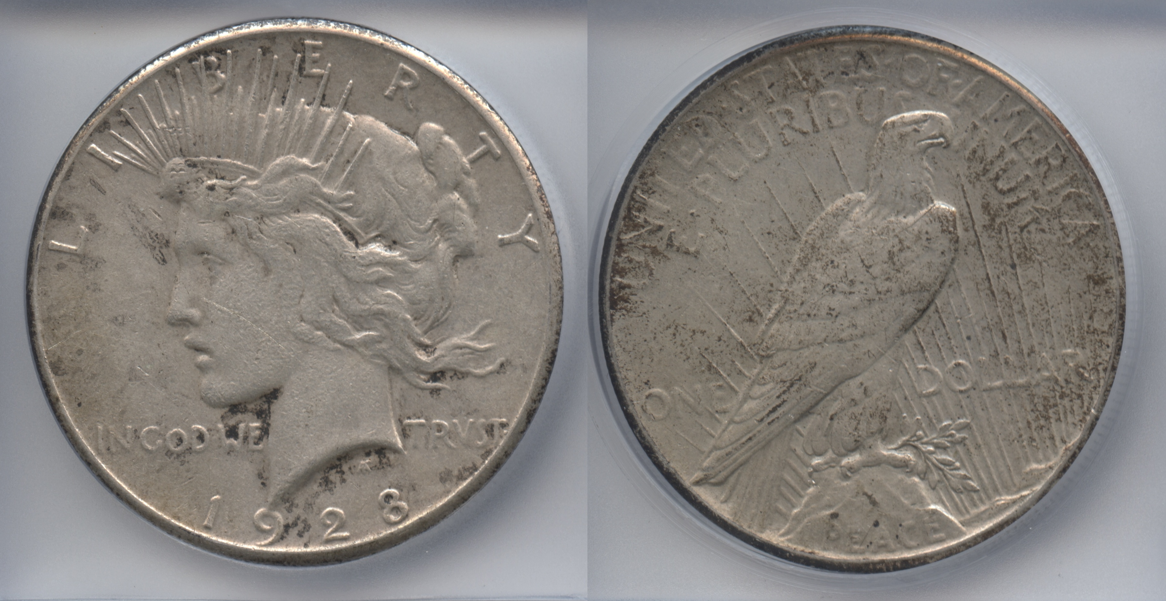 1928 Peace Silver Dollar ICG AU-50 Details #a