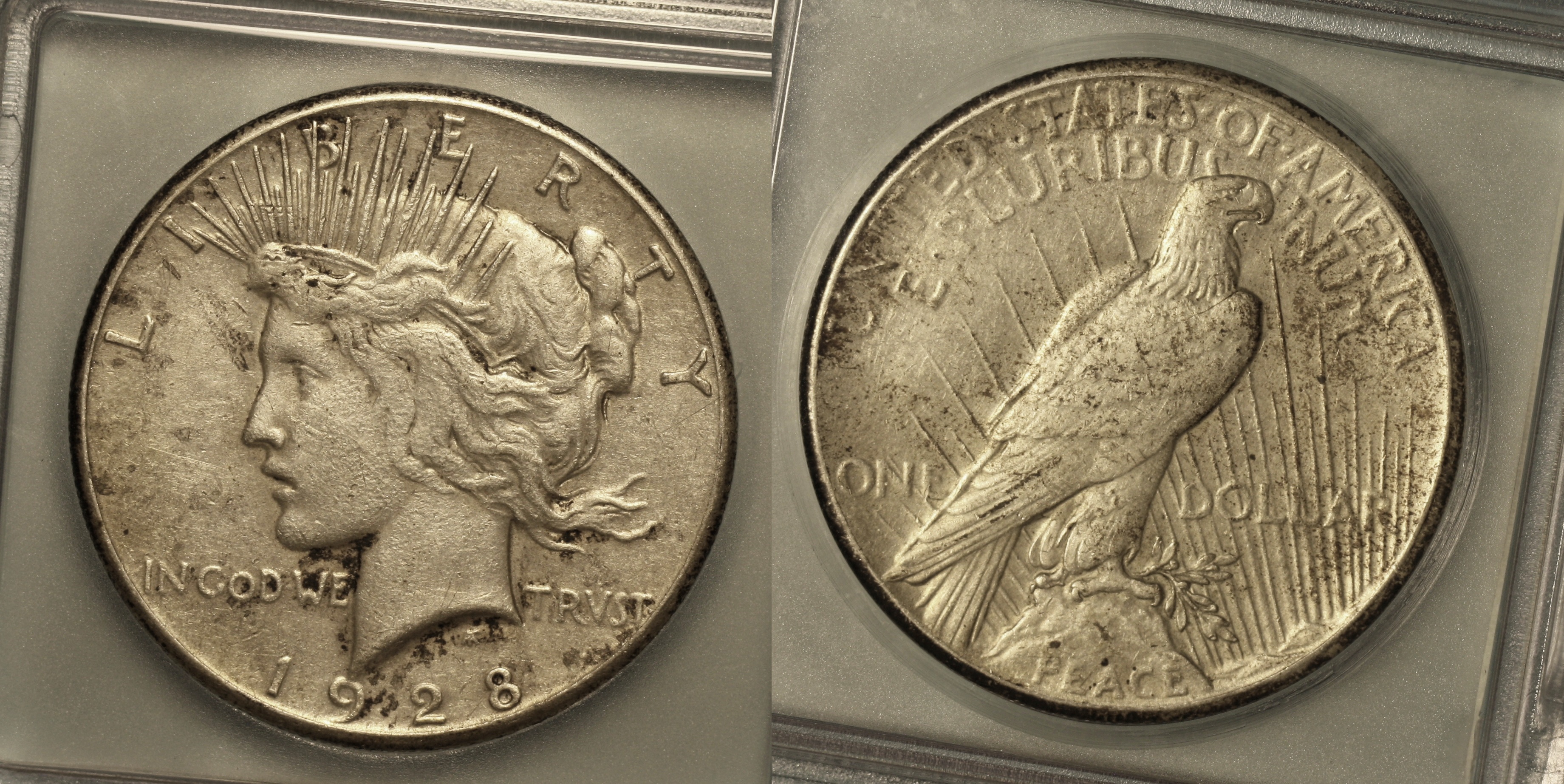 1928 Peace Silver Dollar ICG AU-50 Details #a camera