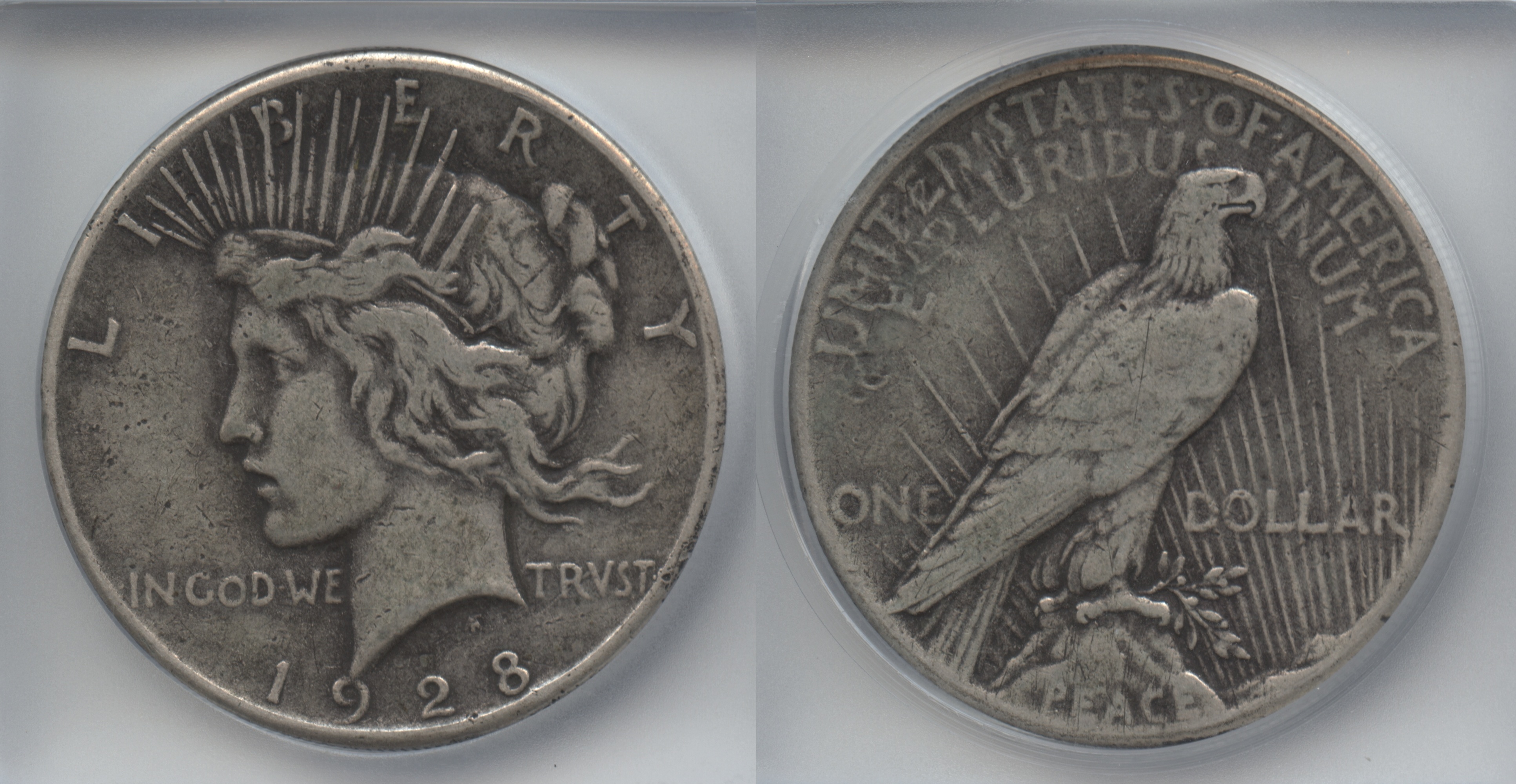 1928 Peace Silver Dollar ICG Fine-12