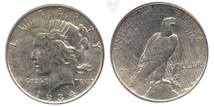 1934-D Peace Silver Dollar ANACS MS-63 small