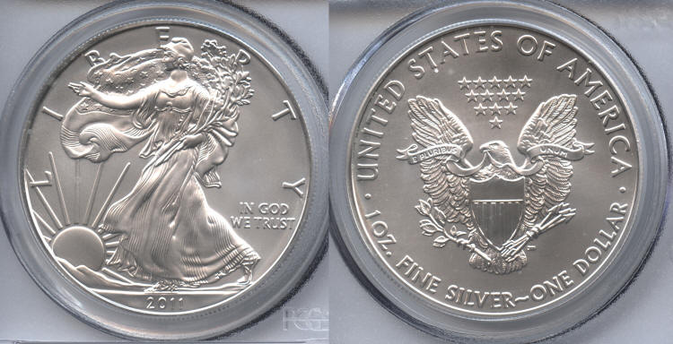 2011 San Francisco Silver Eagle Dollar PCGS MS-70 small