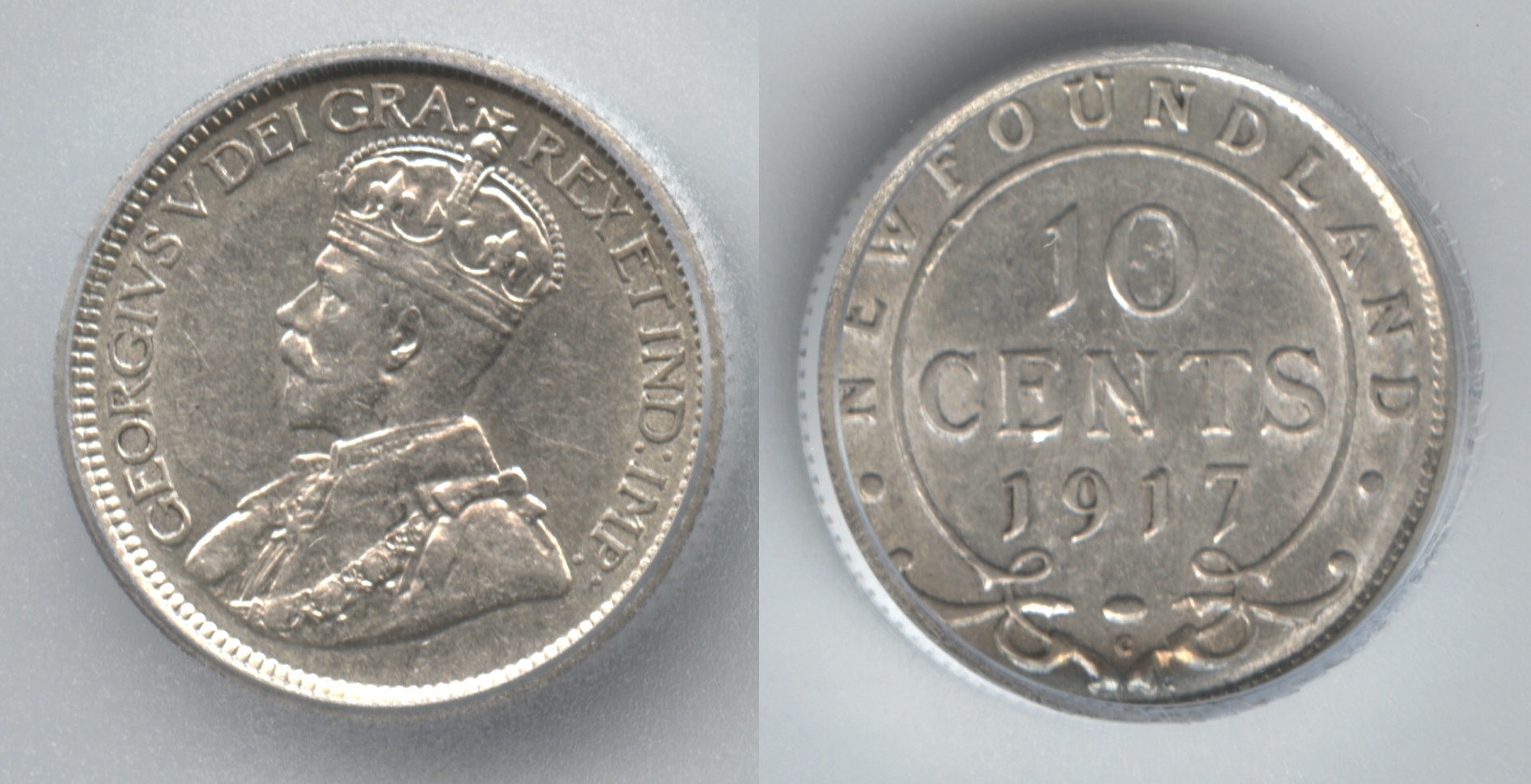 1917-C Canada Newfoundland 10 Cents ICG AU-55