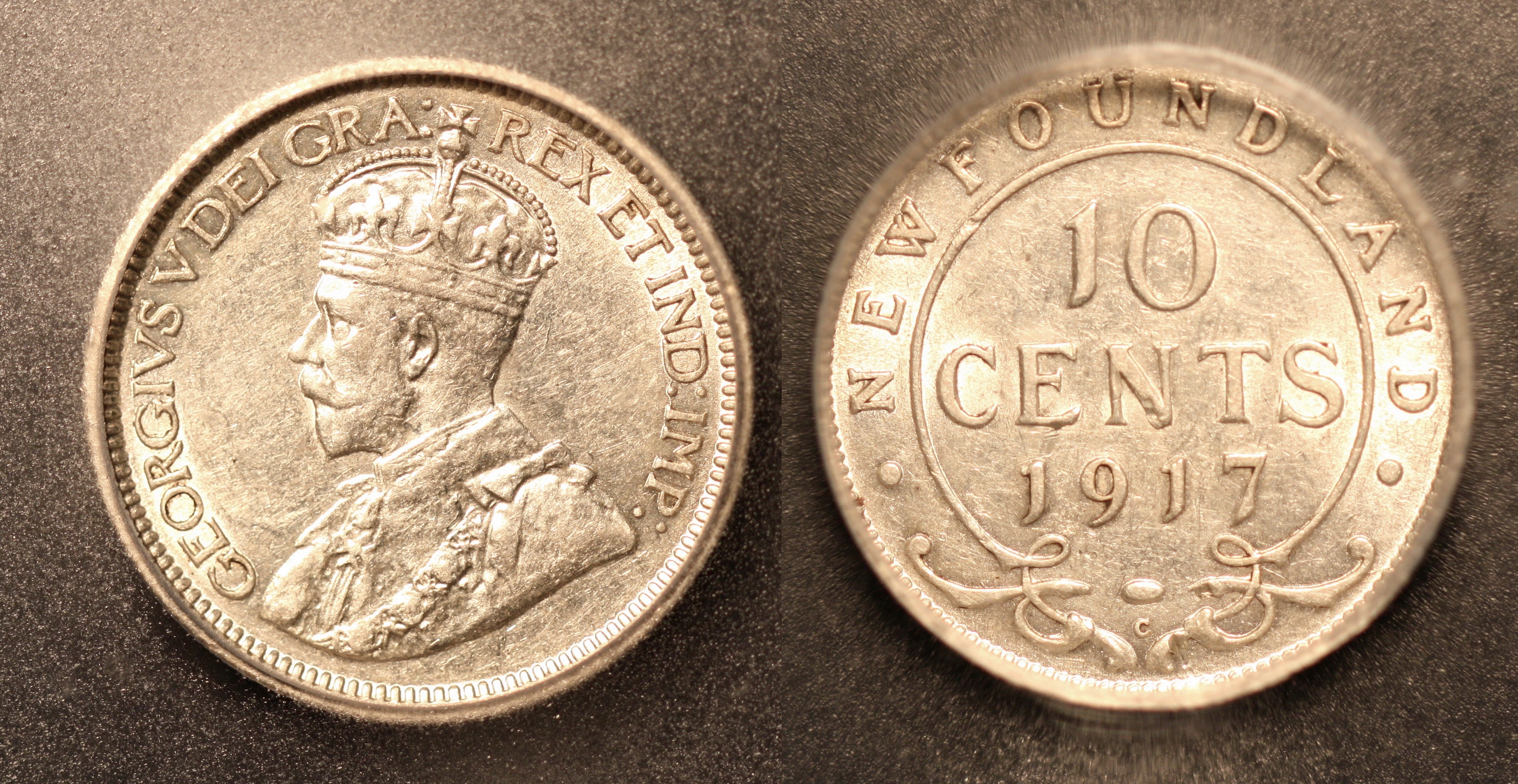 1917-C Canada Newfoundland 10 Cents ICG AU-55 camera