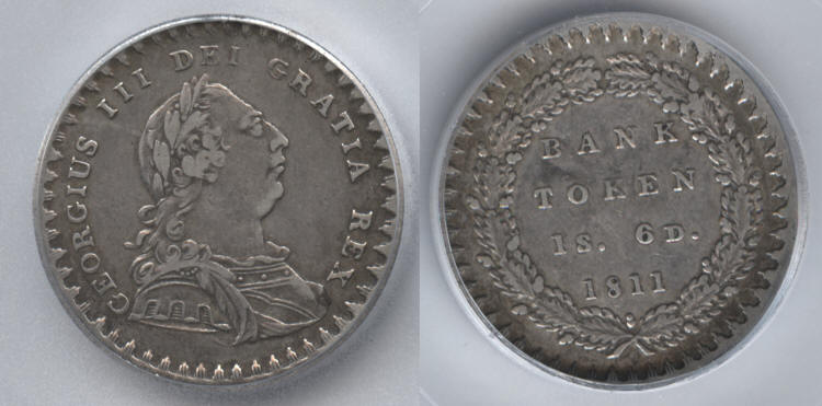 1811 Great Britain Bank Token 1 Shilling 6 Pence ICG VF-20 small