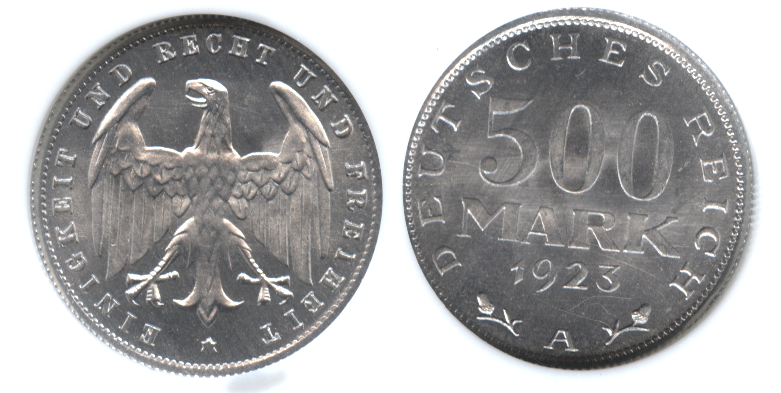 1923-A Germany 500 Marks NGC Sample Slab
