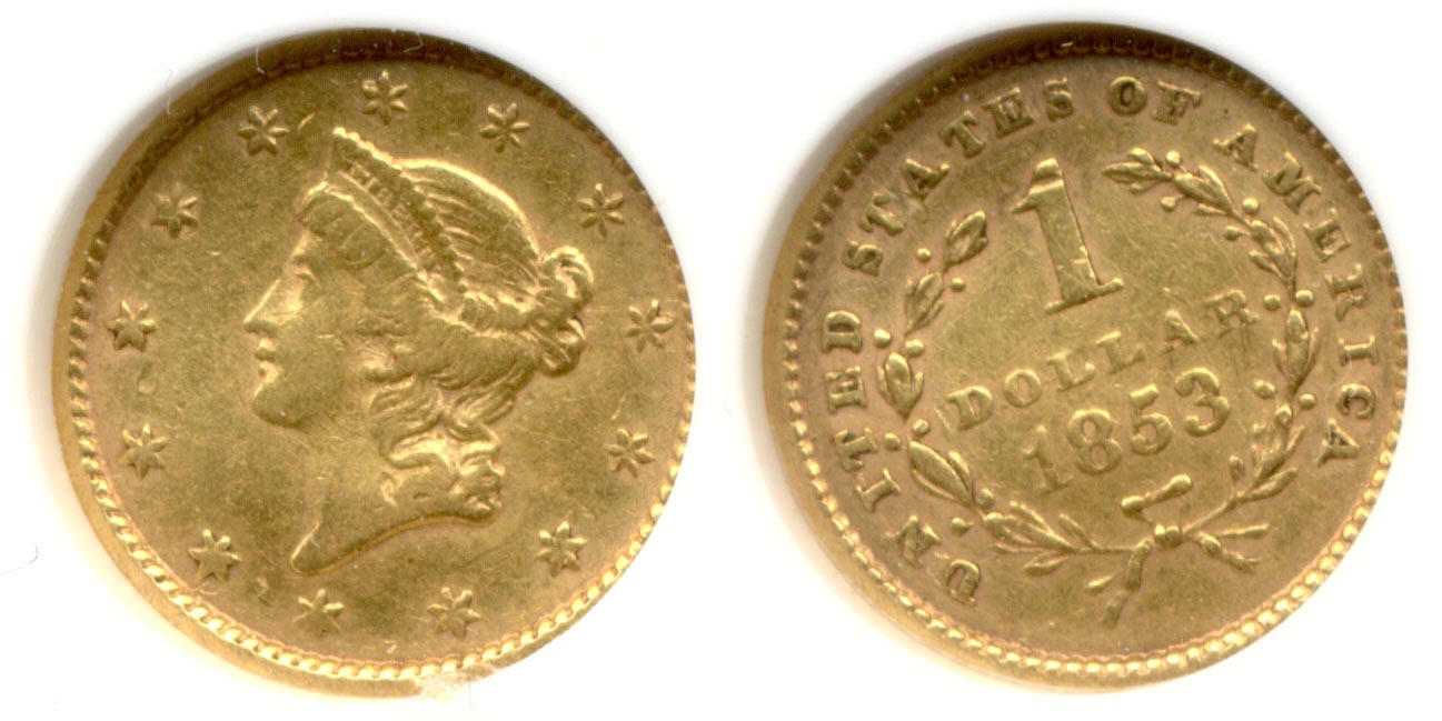 1853 Gold Dollar ANACS VF-20